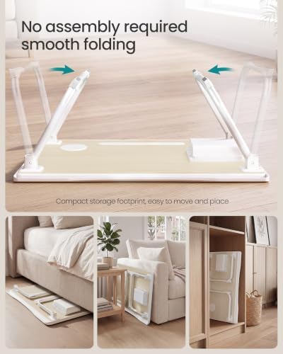 SONGMICS Foldable Lap Desk, Portable Bed Desk Table Tray w/Cup Holder Tray