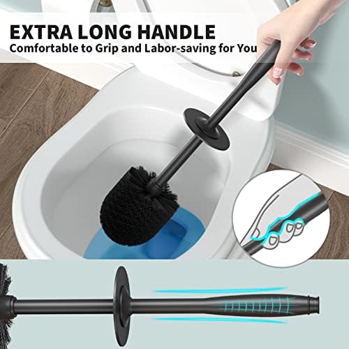 Toilet Brush and Holder 2 Pack, Toilet Bowl Brush with Extra Long Handle