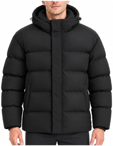 Yufawow Men Puffer Jacket Insulated Coat Thick Warm for Cold Weather Outdoor Work Winter