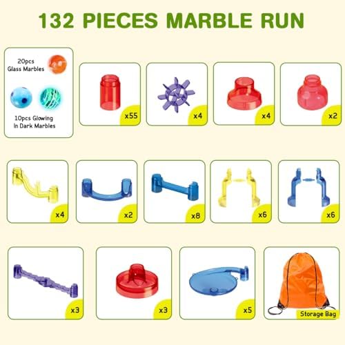 Meland Marble Run - 132Pcs Marble Maze Game Building Toy for Kid