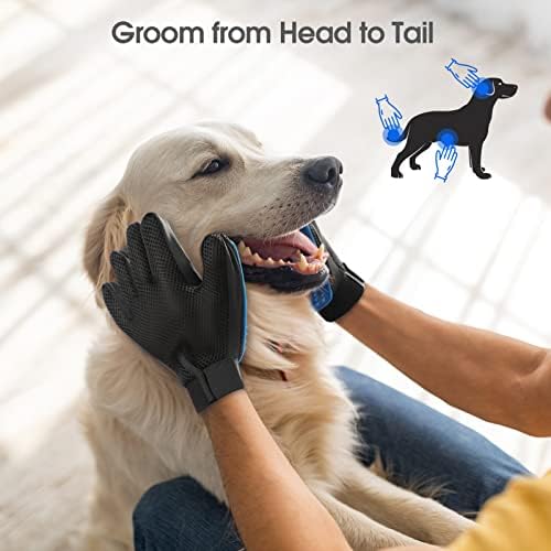 Pet Hair Removal Glove with 255 Silicone Tips for Dogs & Cats, 1 Pair Blue