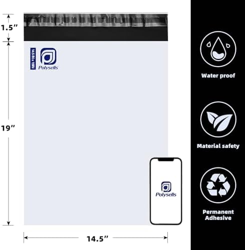 POLYSELLS 100 Pcs 14.5x19 Inch Poly Mailers Shipping Envelopes, Strong Adhesive Sealing