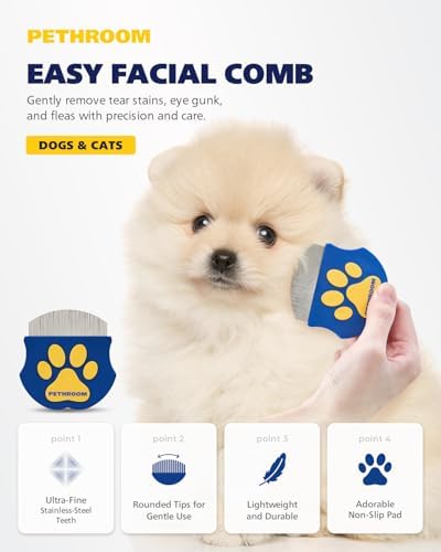 Professional Eye Comb for Pets, Stainless Steel Tear Stain Remover