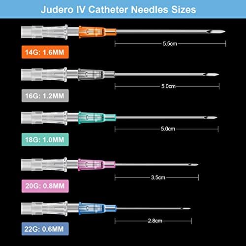 Juder 16G Catheter Piercing Needles - 50Pcs Kit for Ear, Nose, Lip, Tongue
