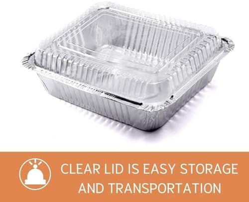 (35 Pack) 8x8 Aluminum Pans with Clear Plastic Lids - Square Baking Cake Pans