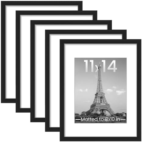 upsimples 11x14 Picture Frame, Gallery Wall Frames Set of 5, Black