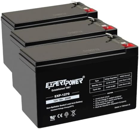 ExpertPower EXP1270, 12V 7Ah Battery SLA Rechargeable with F1 Terminals