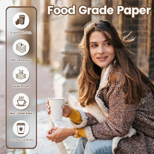 Coffee Cups 12 oz 100 Count Disposable Paper Coffee Cups White