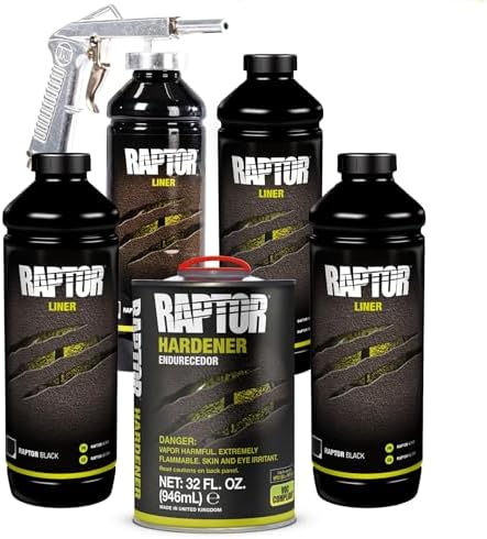 U-POL Raptor Black Urethane Spray-On Truck Bed Liner Kit, 4 Quarts