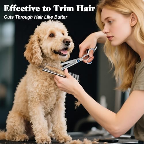 Professional 4 in 1 Dog & Cat Grooming Scissors Kit with Safety Round Tips