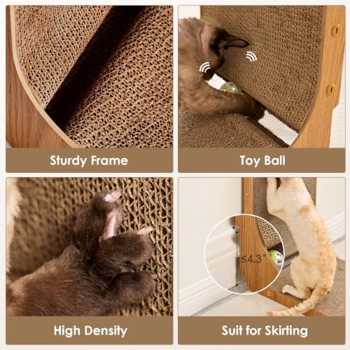 EHEYCIGA Cardboard Cat Scratcher for Indoor Cats, 26.8 Inch, Brown
