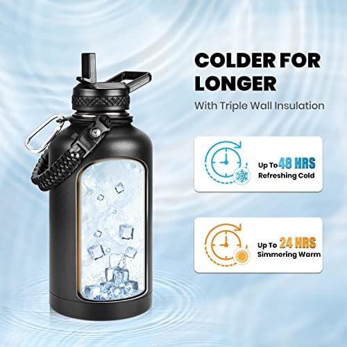 RAYMYLO Insulated Water Bottle 64 oz, Triple Wall Vacuum Stainless Steel