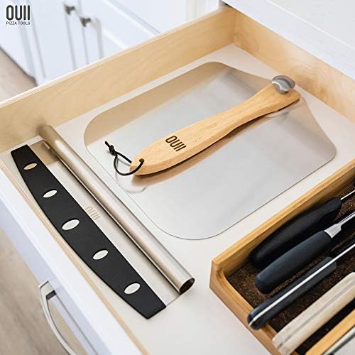 Aluminum Pizza Peel Metal - 12 x 14 Inch. Pizza Spatula for Oven with Foldable Wood