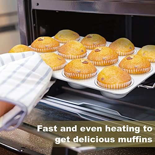 TeamFar 12-Cup Muffin Pan, Stainless Steel Muffin Tin
