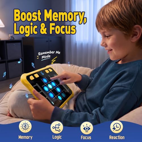 8-in-1 Electronic Handheld Games for Kids, W/ USB/LED Brain & Memory Games