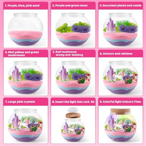 JOYEEMAX Unicorn Light-Up Terrarium Kit for Kids