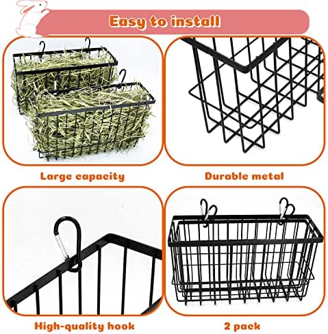 2PCS Rabbit Hay Feeder,Bunny Hay Feeder Rack with Metal Frame for Guinea Pig Chinchilla