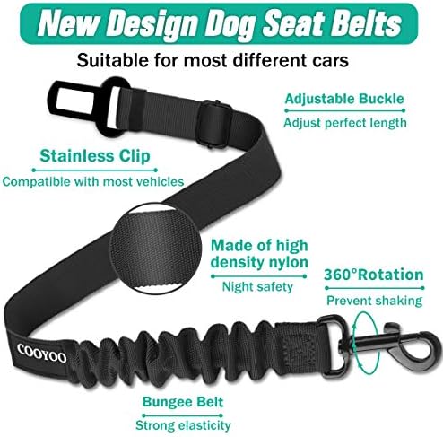 COOYOO Dog Seat Belt, Durability Retractable Dog Car Harness Adjustable Dog Seat Belt for