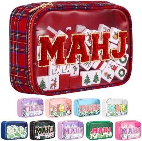 Mahjong Bag American Mahjong Case Waterproof, Red Green, Mahj