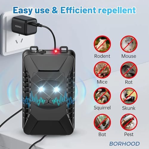 Ultrasonic Rodent Squirrels Pest Repellent for Car, 2 Pack Battery Powered