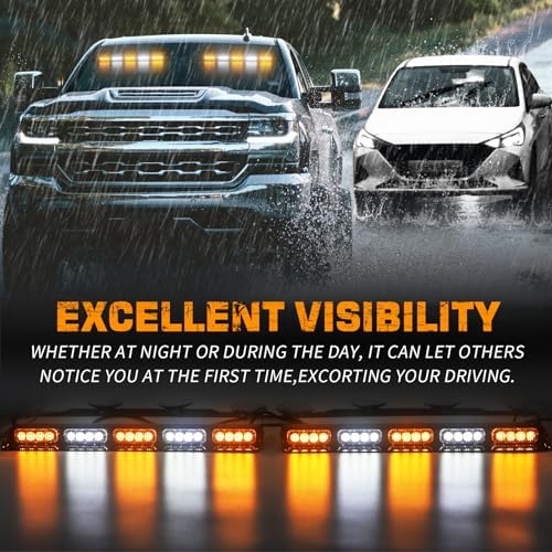 2x 17 inch Dash Strobe Lights for Trucks, 40 LED Visor Lights