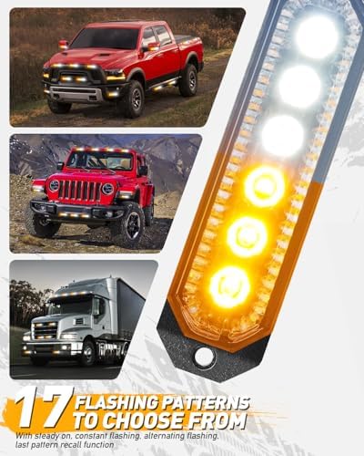 HLauto 4pcs 6LED Strobe Grille Lights Surface Mount Hazard Lights