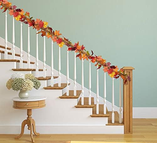2 Pack Fall Garland Maple Leaf, 5.9Ft/Piece 7 Colors Hanging Vine Garland Artificial