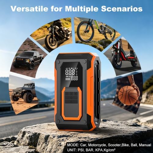 Cordless Tire Inflator Portable Air Compressor with Gauge for Car Tires