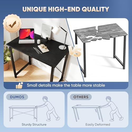 DUMOS 31.5 Inch Small Computer Desk, Home Office Desks for Bedroom, Black