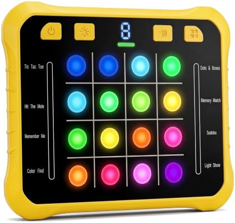 8-in-1 Electronic Handheld Games for Kids, W/ USB/LED Brain & Memory Games