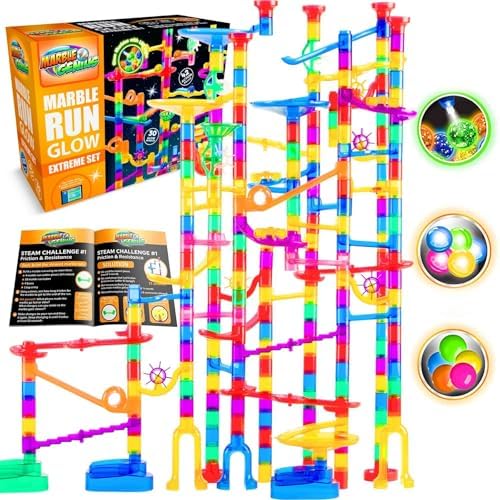 Marble Genius 300 pcs Glow Marble Race Track & STEM Toy for Kids Ages 4+