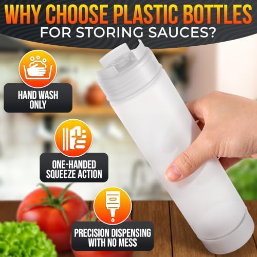3 Pack 16 oz Inverted Condiment Squeeze Bottles for Sauces, Squirt Bottles