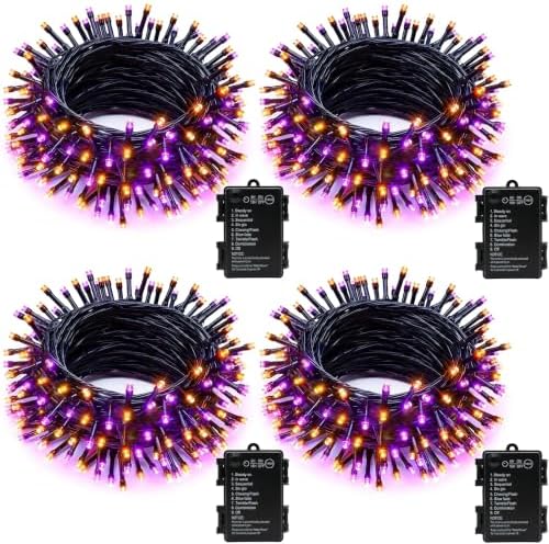 Brightown 4 Pack Battery Operated Halloween Lights, 17FT String Lights