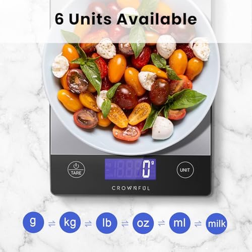 CROWNFUL Food Scale, 33lb Rechargeable 304 Stainless Steel Digital Kitchen Scale Weight