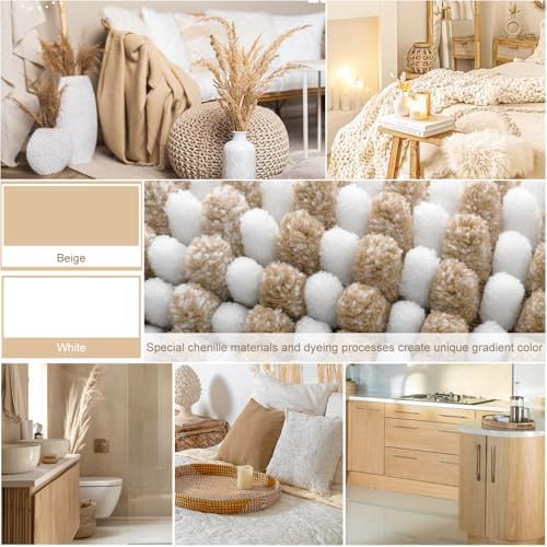 Bathroom Rugs Sets 2 Piece, Non Slip Boho Bath Mats, Beige