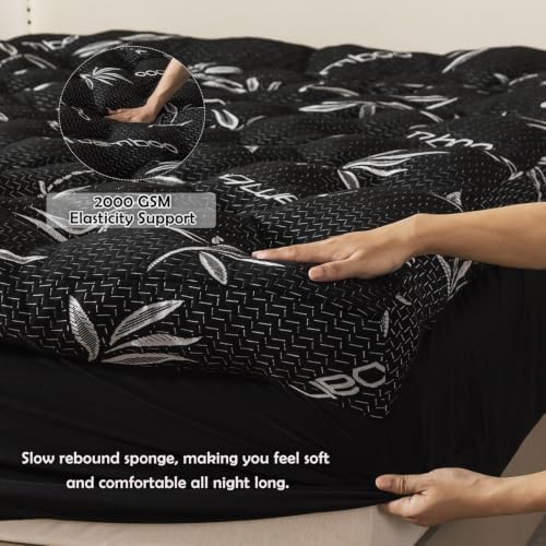 WhatsBedding 5 Inch Queen Mattress Topper Memory Foam Bamboo Viscose Air Layer