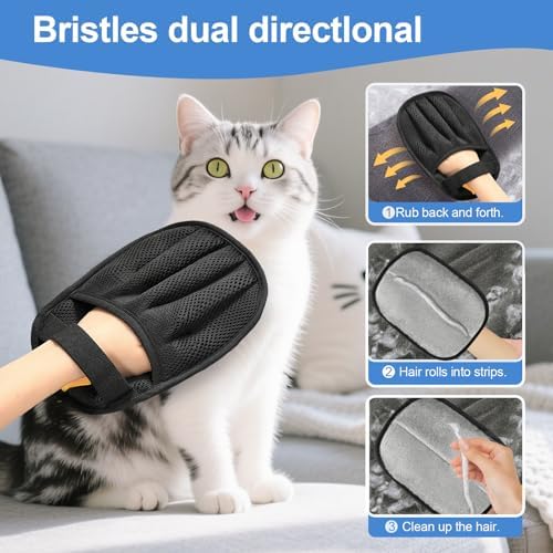 Pet Hair Removal Glove Cat & Dog, Electrostatic Reusable Hair Remover Tool
