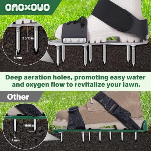 Lawn Aerator Shoes for Compacted Clay Soil, Heavy Duty Steel Spikes