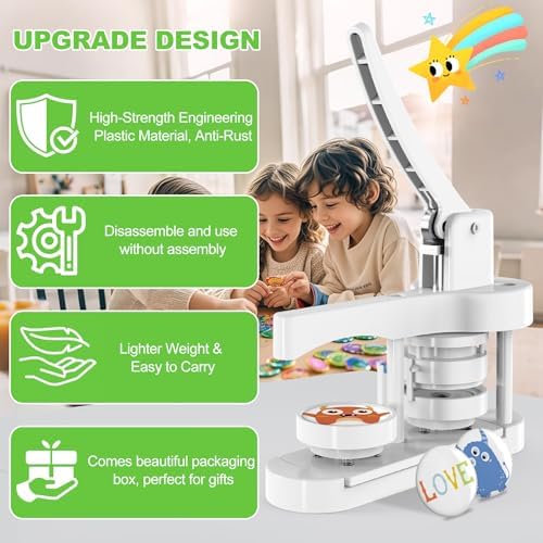 58mm Button Maker Machine, Pin Maker Machine Kit with 50 Sets of Supplies