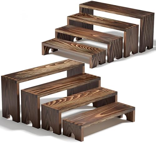 2 Set Wooden Tiered Risers Display Stands for Vendor Events