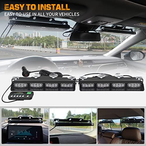 2x 14 inch Dash Strobe Lights, Amber White Windshield Lights