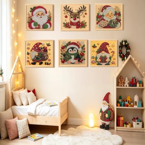 6 Pack Christmas Diamond Painting Kit, Pearl Diamond Art Kits for Adults