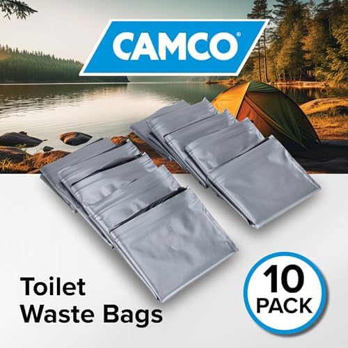 Camco Toilet Waste Bags - Features a Biodegradable Powder & Leak Proof Double Bag Design
