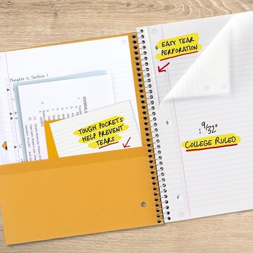 Five Star Spiral Notebook + Study App, 5 Subject, College Ruled Paper, 8-1/2" x 11"