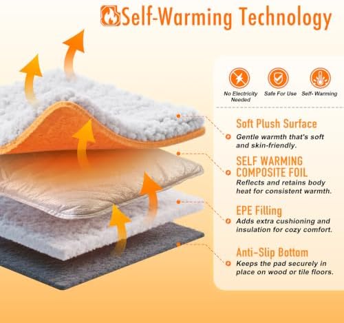 Self Warming Cat Bed, 2.0 Upgraded Thermal Mat for Indoor Cats, 15 x 19 In