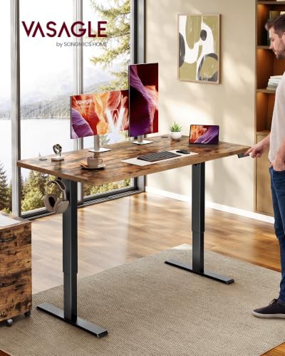 VASAGLE Standing Desk, 55x28 Inch Electric Adjustable Desk, 30-Min Assembly