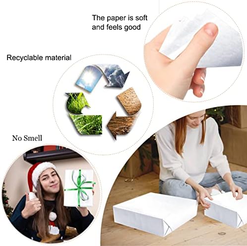 100 Sheets White Tissue Paper Artdly 14 x 20 Inches Recyclable White Wrapping Paper Bulk