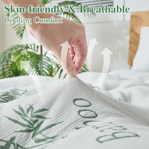 WhatsBedding 4 inch Bamboo Memory Foam Mattress Topper for Back Pain Relief Queen Size