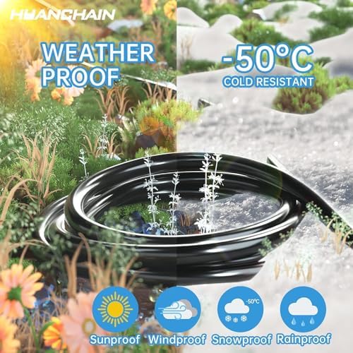 HUANCHAIN Indoor Outdoor Black Extension Cord 50 FT Waterproof 16/3 Gauge