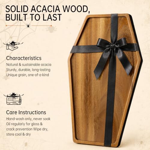 Halloween Coffin Charcuterie Board, 17" Gothic Wooden Cutting Board